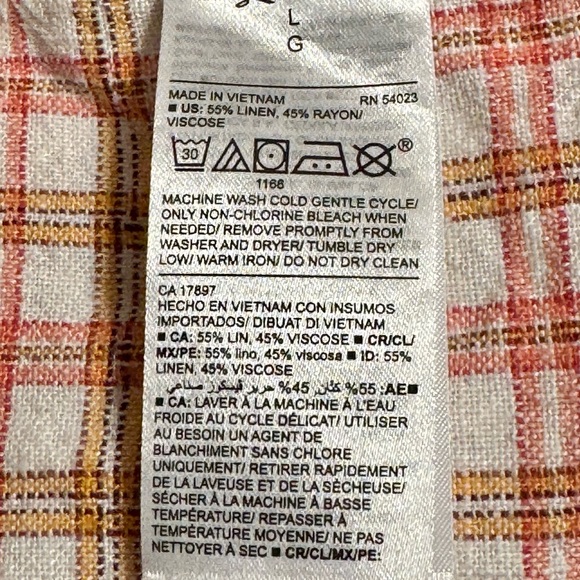 Old Navy Tiered Linen Blend Flutter Sleeve Swing Plaid Tiered Ruffle Dress - Picture 11 of 11